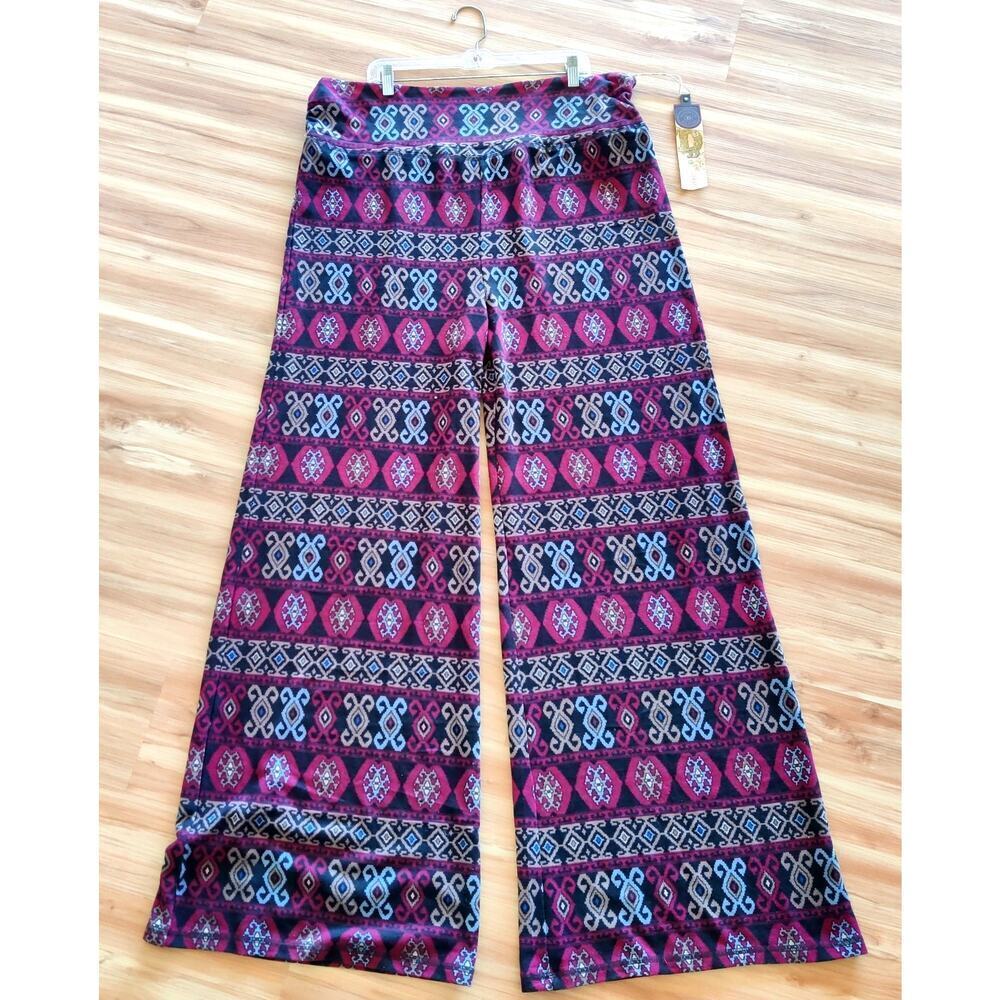 Double D Ranch Wide Leg Pull On Rug Palazzo Pant Flare Striped West Tribal Sz 2X